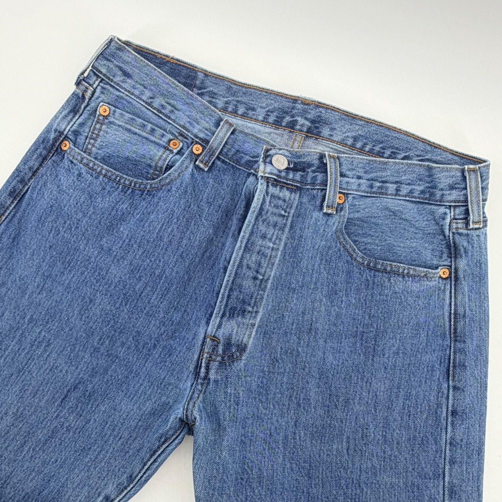 Levi Jeans Men 34x34 Blue 501 Original Fit Straight Leg Button Fly Denim Pants